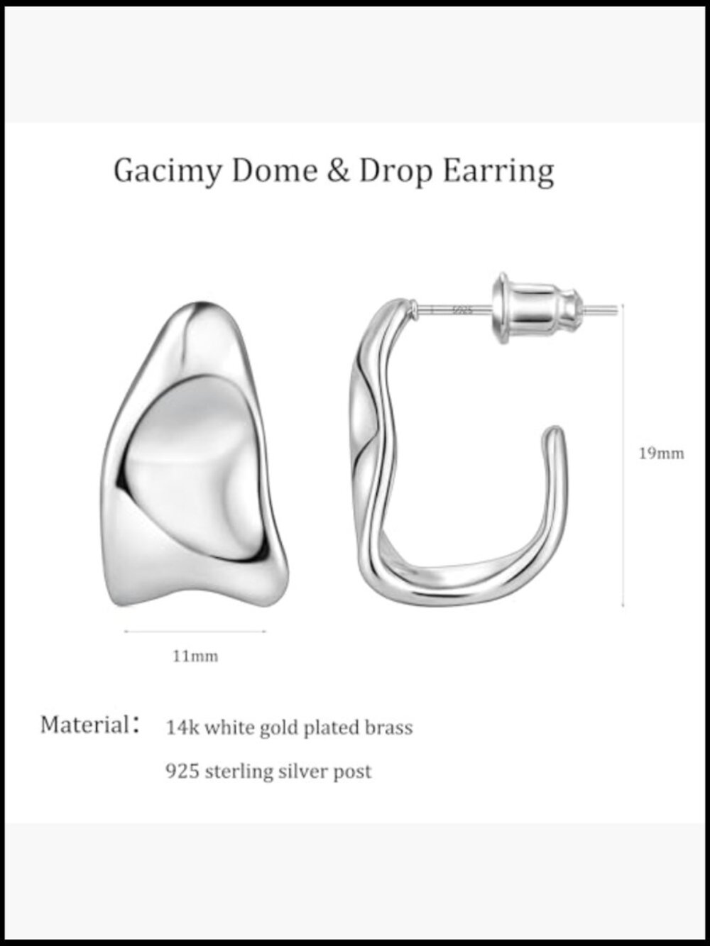 Chunky Teardrop Earrings Sterling Silver Post Gold Plated Statement Drop - Picture 3 of 7